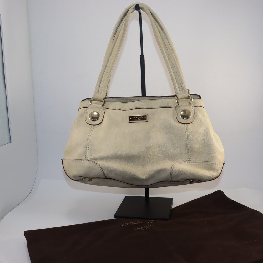 Kate Spade Cream Leather Shoulder Bag with Dust Bag –‎ Classic & Roomy Tote